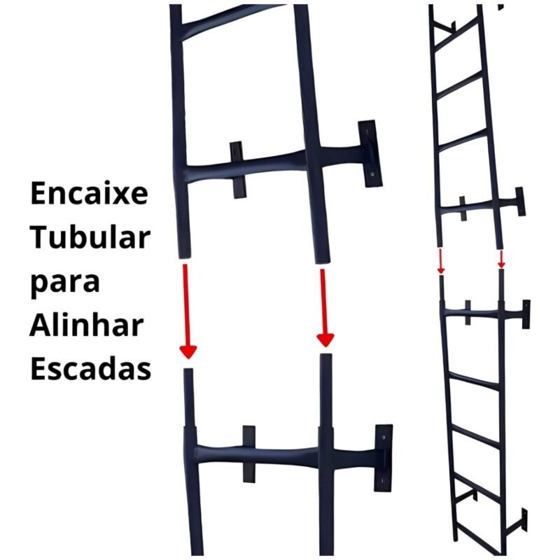 Escada Tipo Marinheiro 90cm Estilo Industrial com Encaixe e Adaptação p/ Fixar na Parede