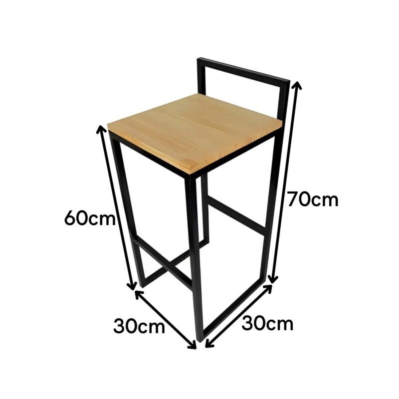 Banqueta Bistrô 70x30x30cm Estilo Industrial com Encosto