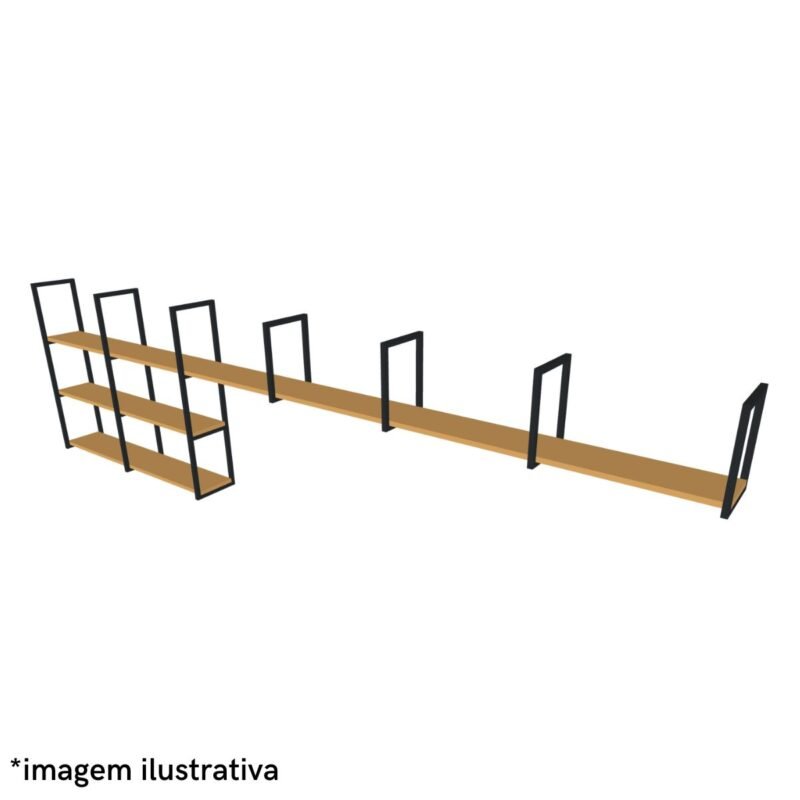 KIT 7 Suportes Metálicos Reforçado P/ Estante 96x20cm Estilo Industrial