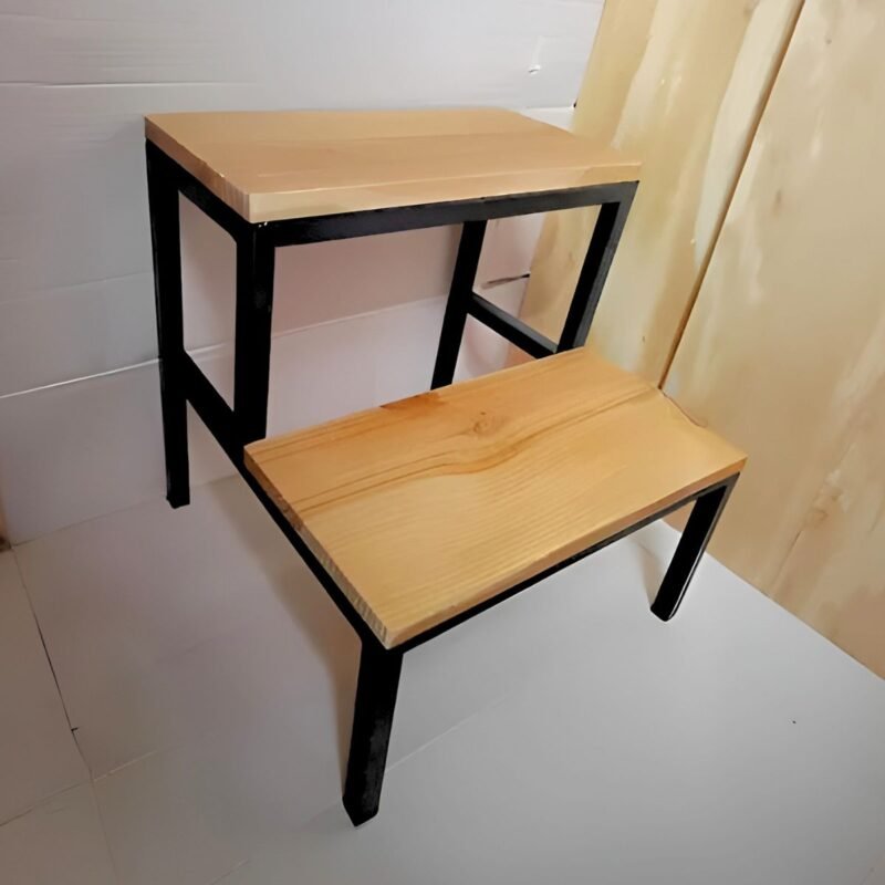 Escada Auxiliar Doméstica 50x25cm Metal 2 Degraus Estilo Industrial