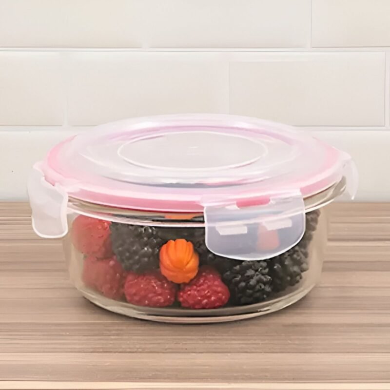Kit 3 Potes Hermético Vidro 400ml Redondo Tampa C/ Trava