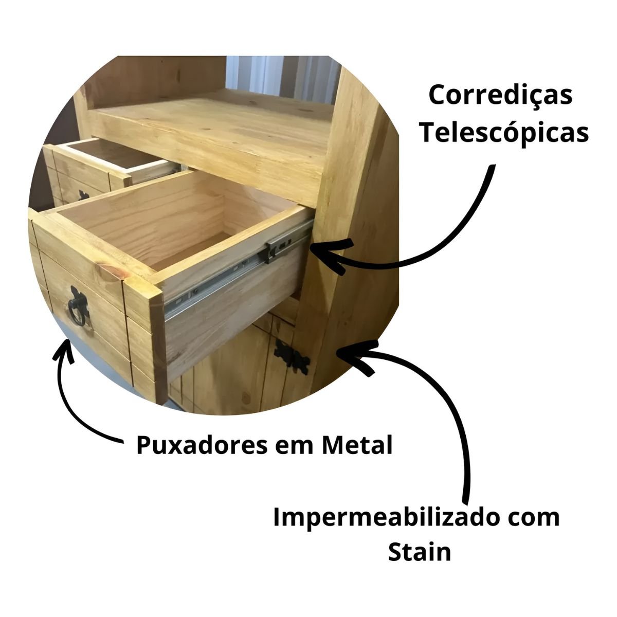 Balcão de Pia Rústico 87x120x50cm Madeira Pinus Estilo Colonial