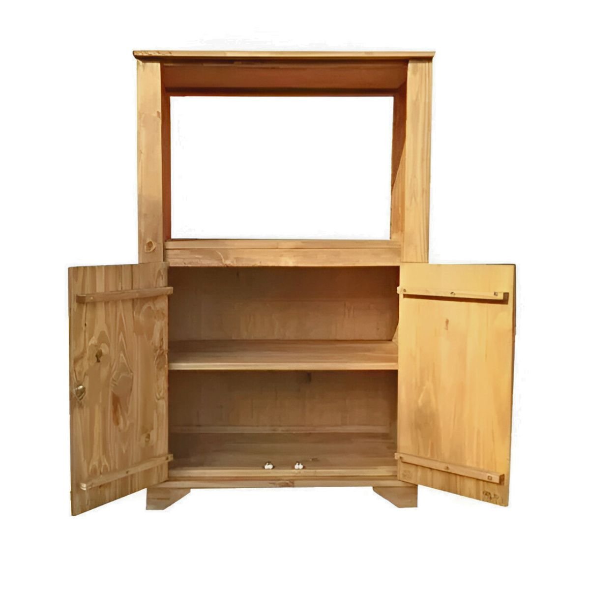 Armário de Madeira Rústico 110x67x48cm Torre Quente Multiuso P/ Forno e Micro Ondas Estilo Colonial