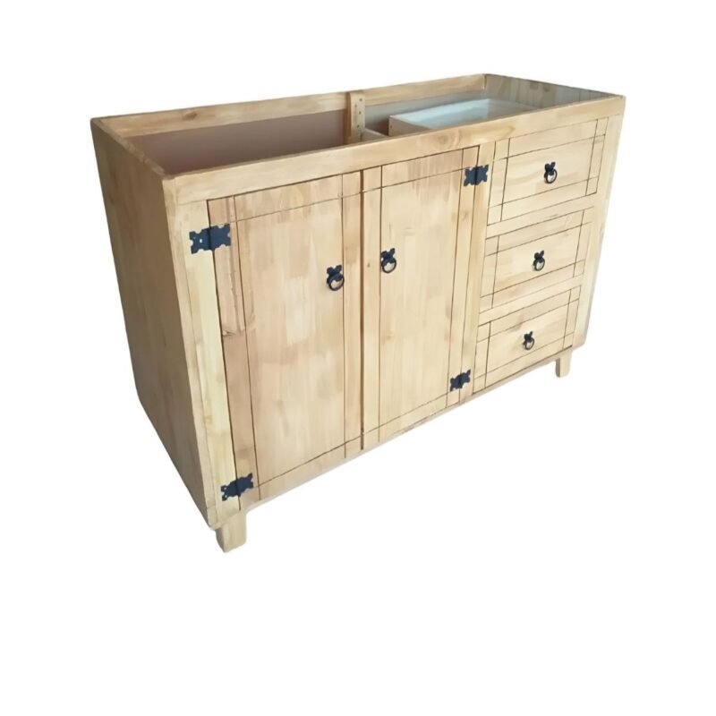 Balcão de Pia Rústico 87x120x50cm Madeira Pinus Estilo Colonial