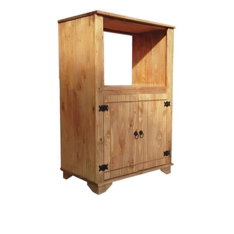 Armário de Madeira Rústico 110x67x48cm Torre Quente Multiuso P/ Forno e Micro Ondas Estilo Colonial