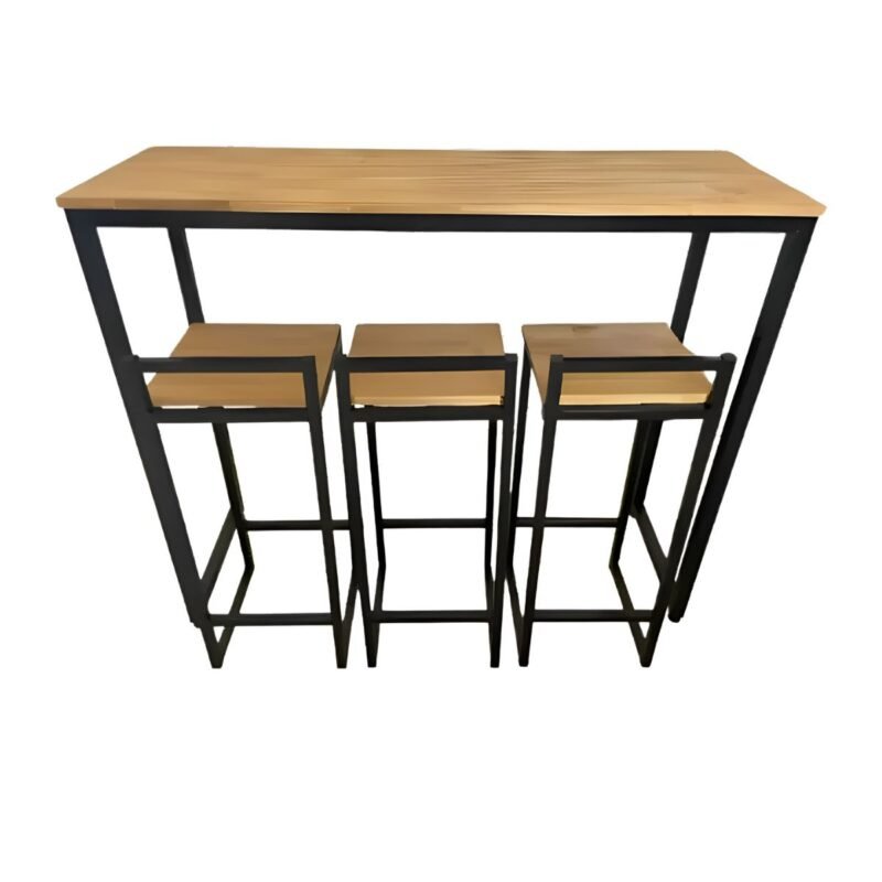 Mesa Aparador 90x125x45cm com 3 Banquetas Bistrô Reforçadas Estilo Industrial
