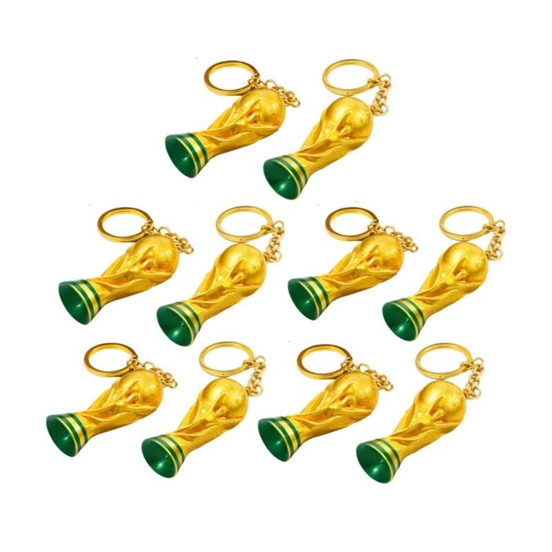 Kit 10un Chaveiro Troféu Copa Do Mundo Taça Dourada Brinde Pingente