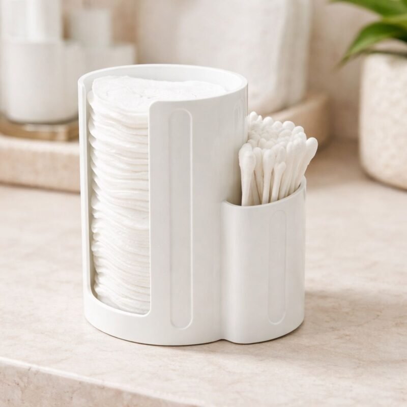 Porta Algodão e Cotonete Duplo Organizador Branco Banheiro Maquiagem