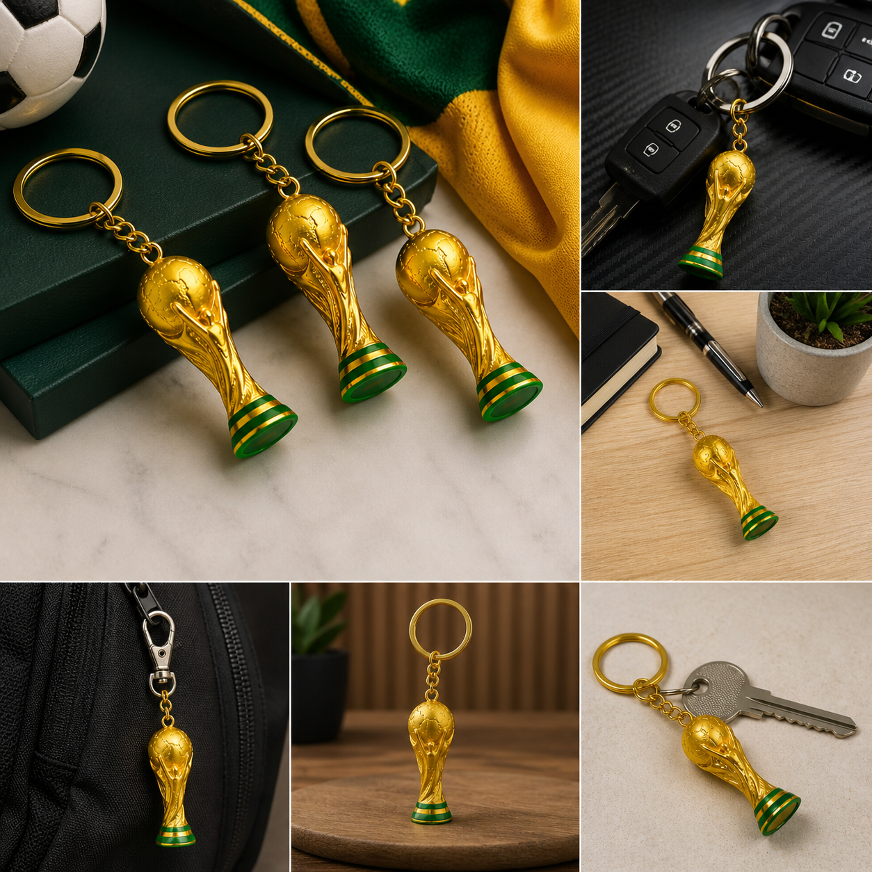 Kit 10un Chaveiro Troféu Copa Do Mundo Taça Dourada Brinde Pingente
