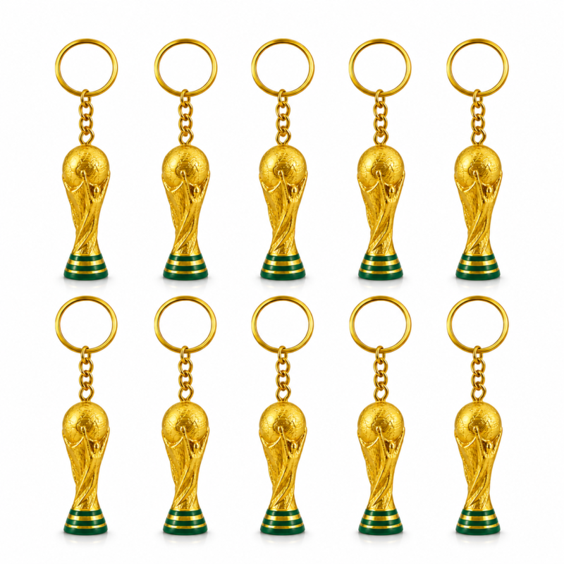 Kit 10un Chaveiro Troféu Copa Do Mundo Taça Dourada Brinde Pingente