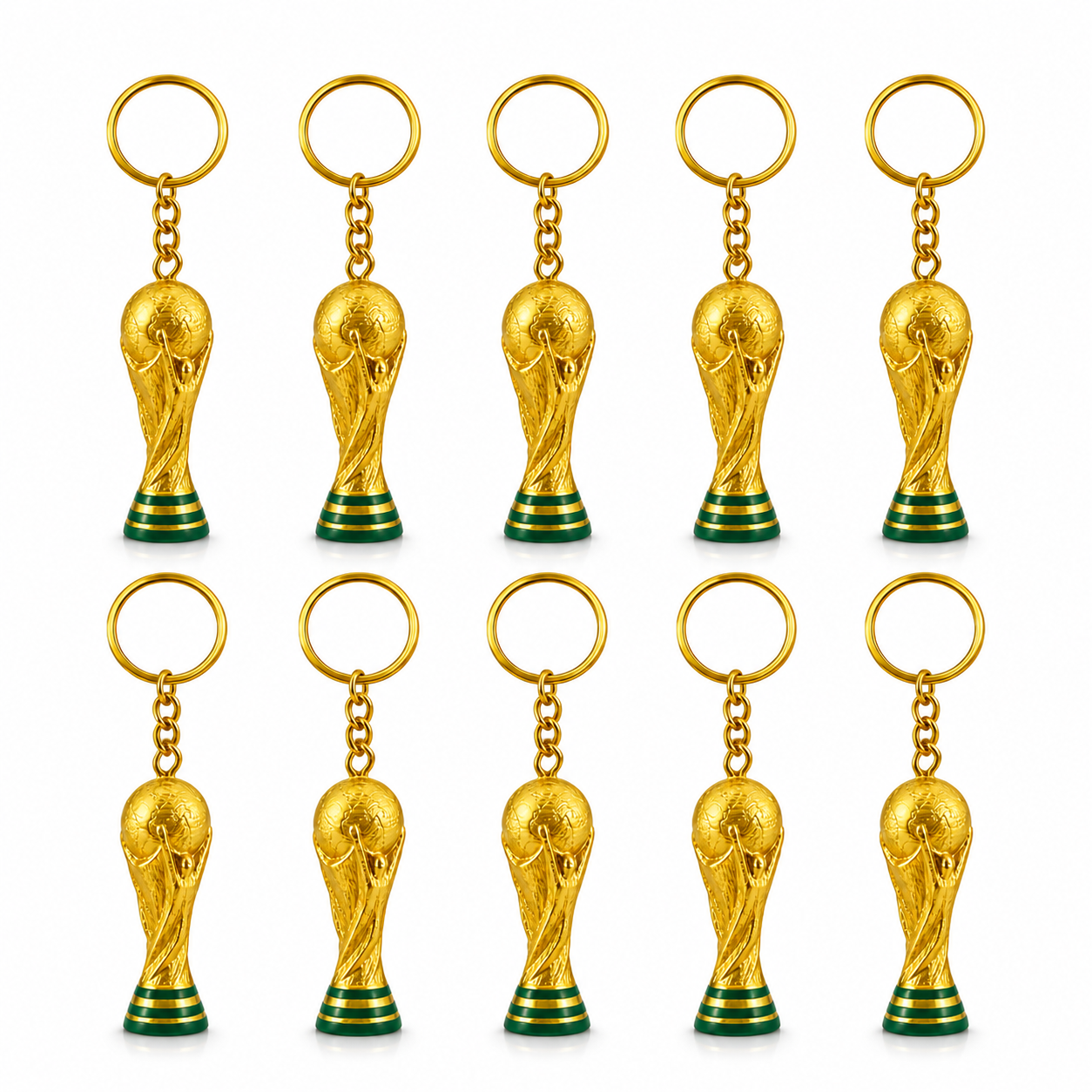 Kit 10un Chaveiro Troféu Copa Do Mundo Taça Dourada Brinde Pingente