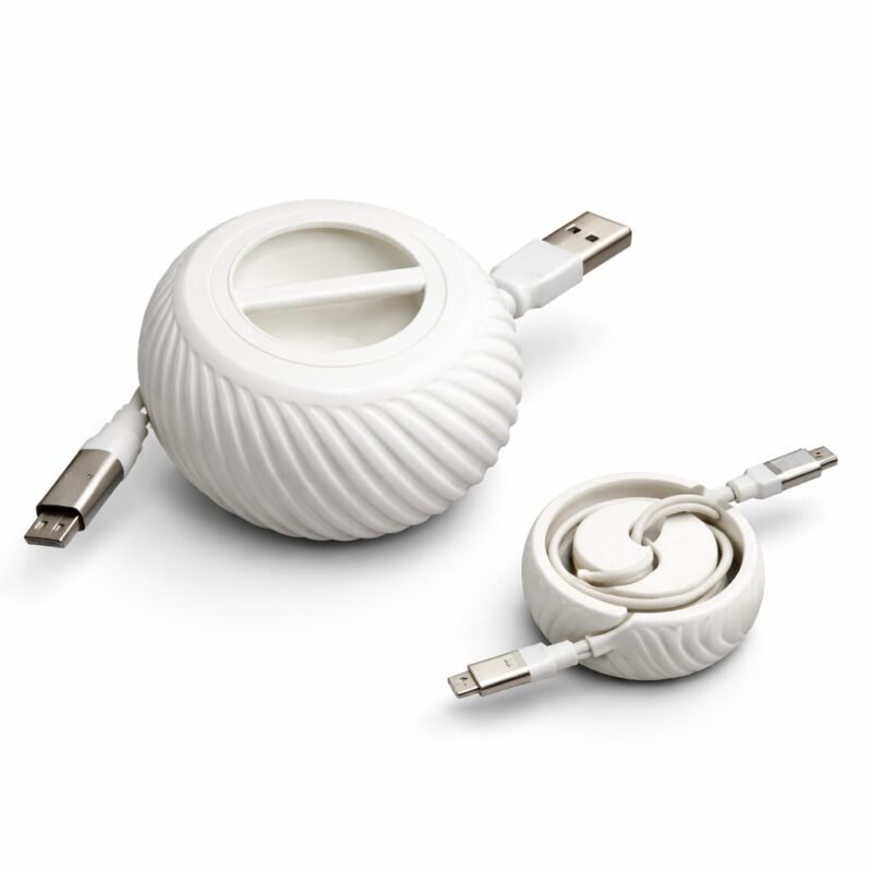 Organizador De Cabo Giratório Armazenador De Fios Usb Redondo cor Branco