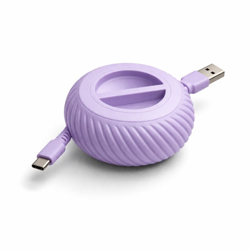 Organizador De Cabo Giratório Armazenador De Fios Usb Redondo cor Lílas