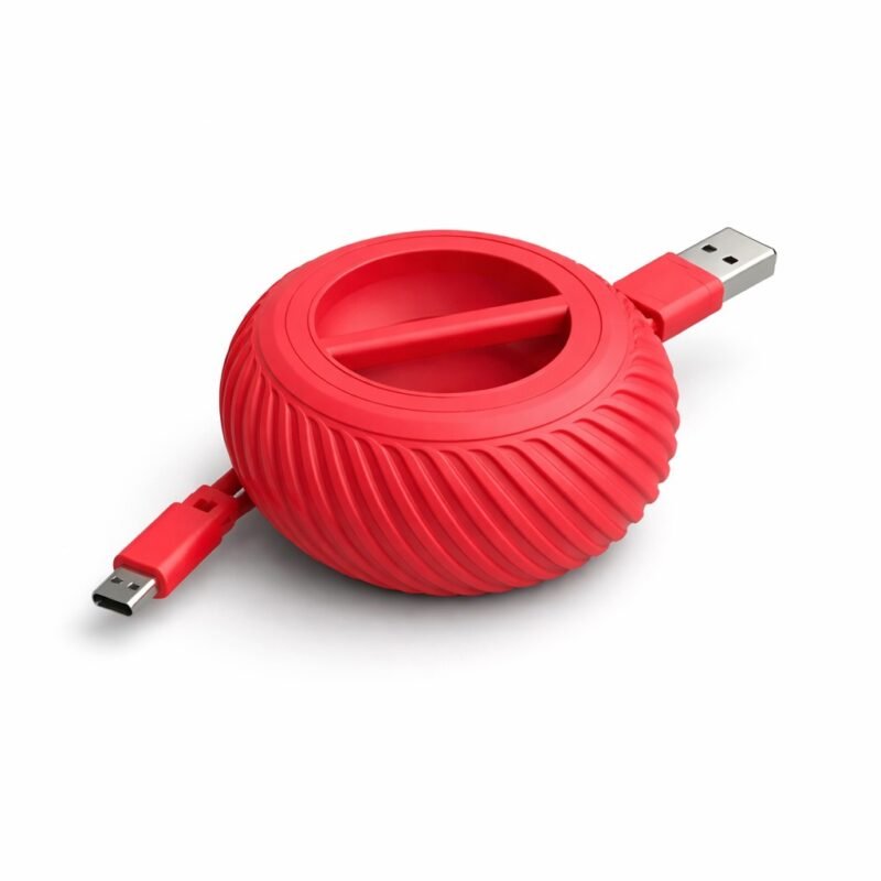 Organizador De Cabo Giratório Armazenador De Fios Usb Redondo Diversas Cores - Vermelho
