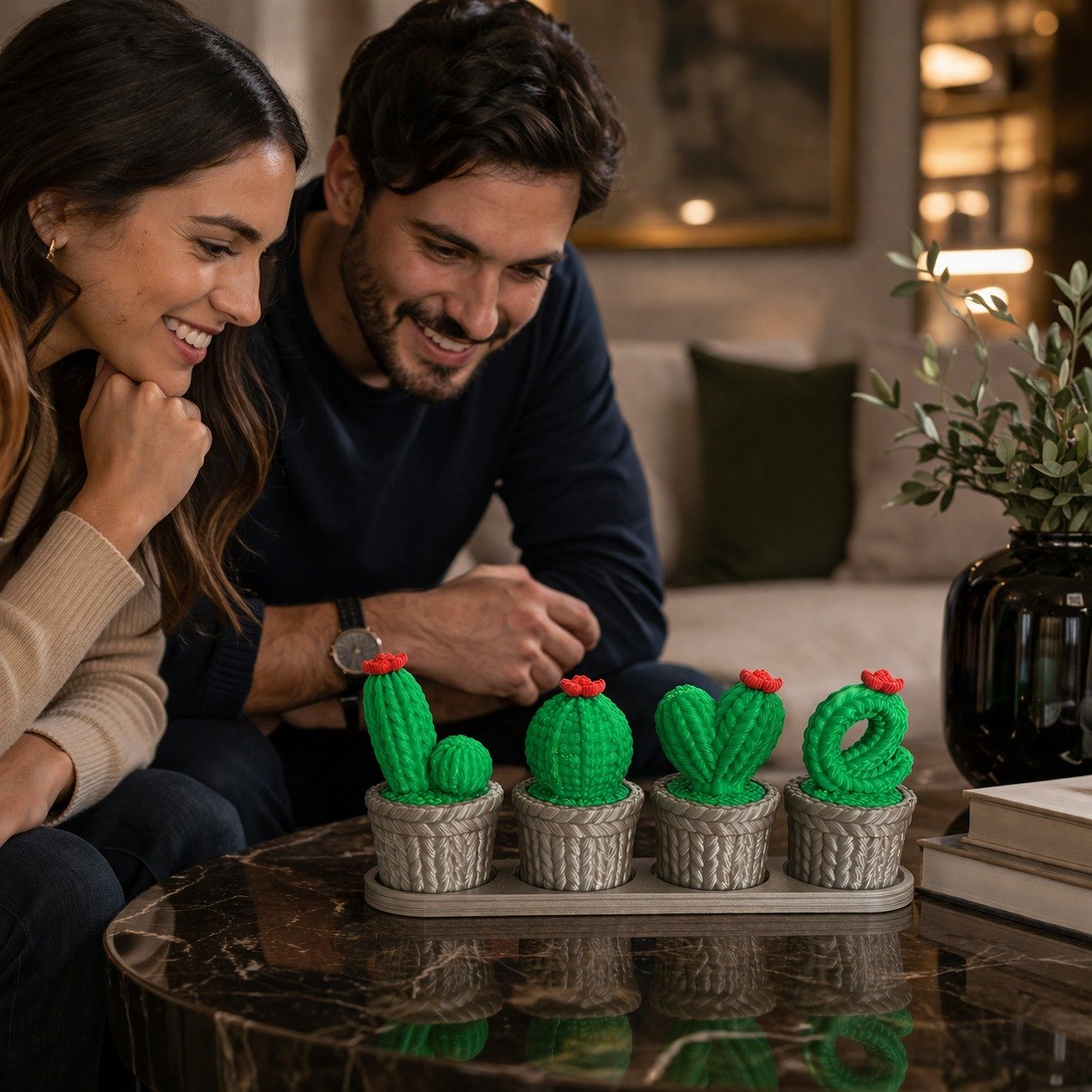 Enfeite Minimalista para Casa Decoração de Cacto Escritura Love Moderna