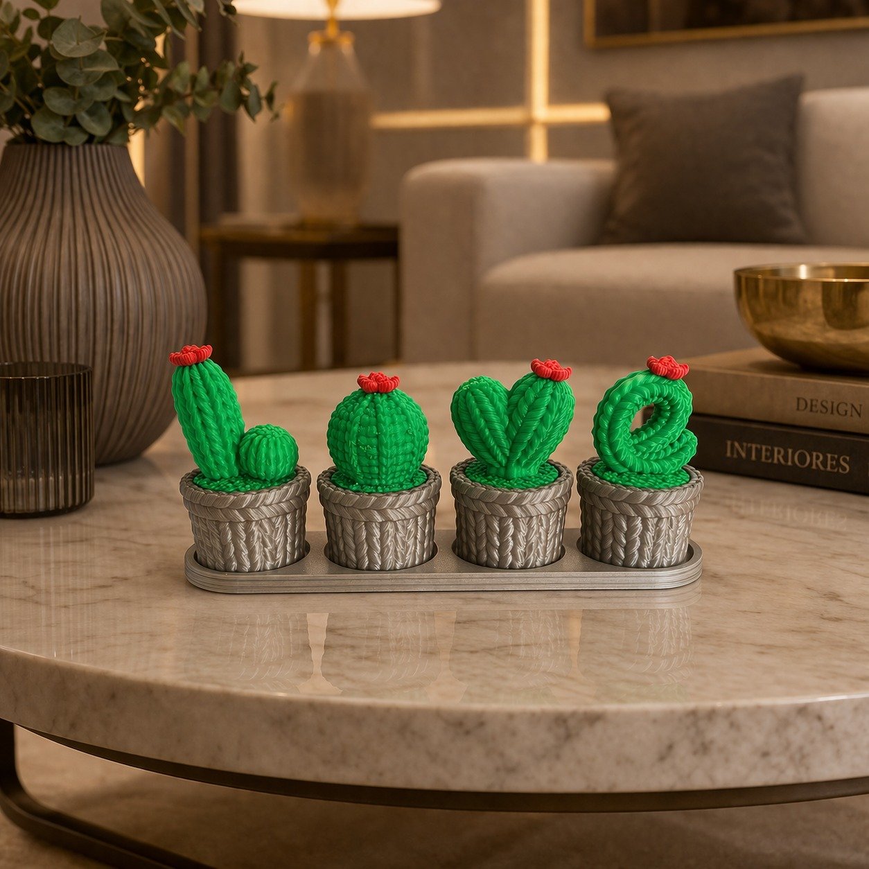 Enfeite Minimalista para Casa Decoração de Cacto Escritura Love Moderna