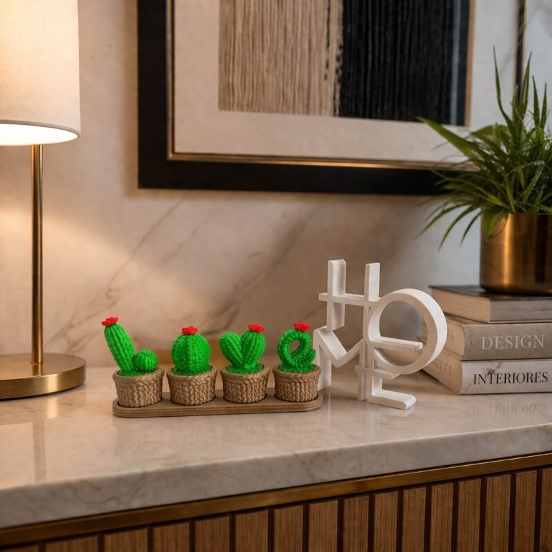 Enfeite de Casa Decoração Cacto Minimalista Love Letreiro Home Moderna Planta para o Lar