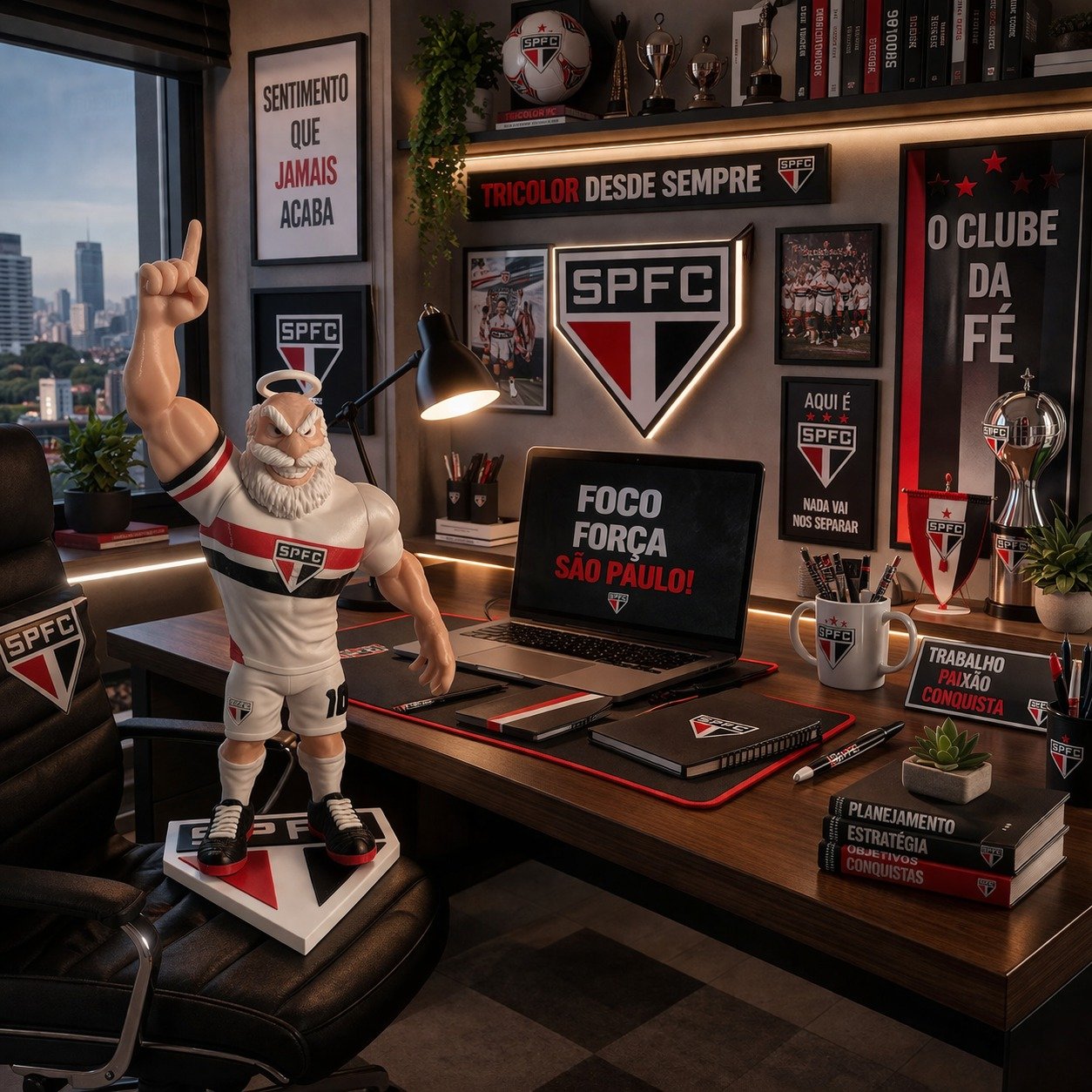 Boneco Mascote São Paulo Futebol Clube Decoração SPFC Time Paulistano Enfeite
