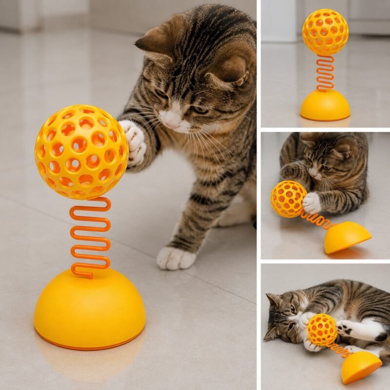 Brinquedo Interativo para Gato com Bola e Mola Anti Estresse Pet