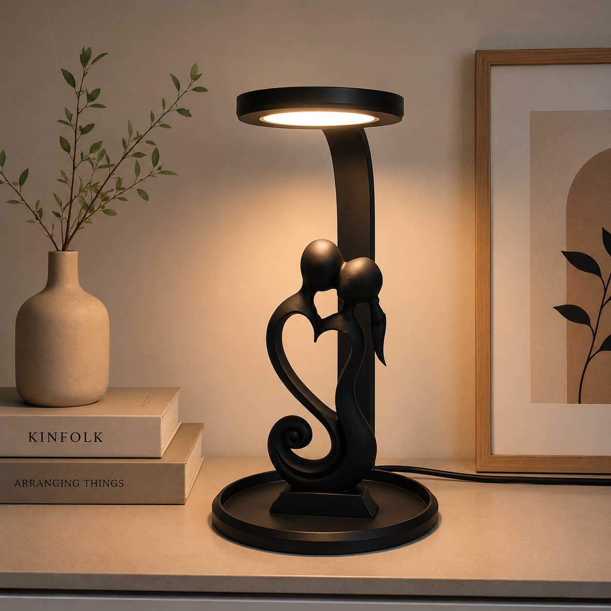 Luminária De Mesa Led Decoração Casal Leitura Estudo Abajur