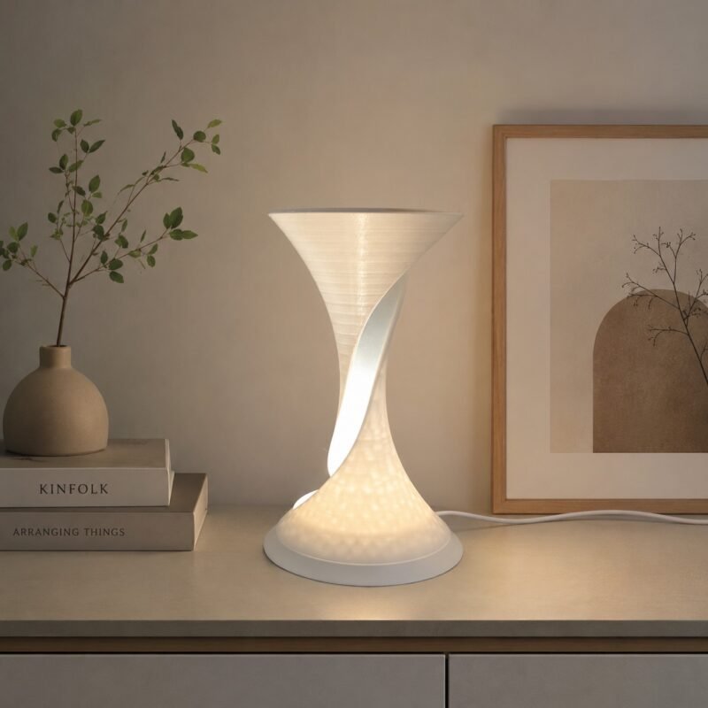 Abajur Luminária Mesa Torcida Moderna Led Decoração Leitura - Branco