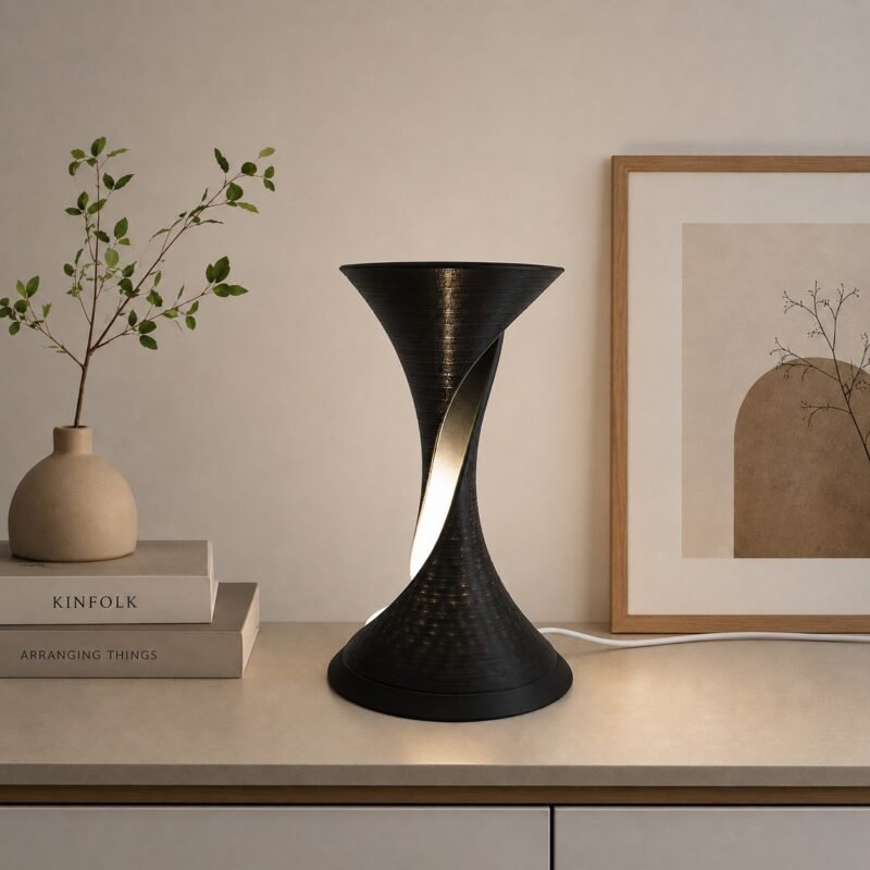 Abajur Luminária Mesa Torcida Moderna Led Decoração Leitura