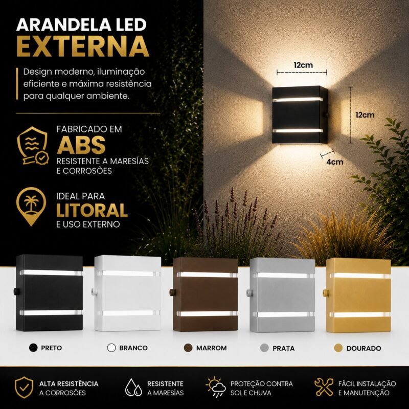 Kit 2 Arandelas LED Parede Externa G9 5W ABS Anti Corrosão